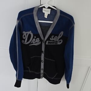 Diesel Blue and Gray Button-Up Cardigan